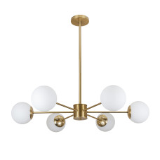 Люстра стельова молекула Levistella 7529807-6 BRZ+WH бронза плафон білий