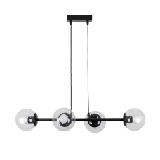 Люстра підвісна молекула Levistella 7529909-4 BK+CL чорна, плафон прозорий 