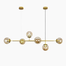 Люстра підвісна молекула Levistella 7529802-6 GD+BR золото, плафон коричневий 