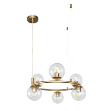 Люстра підвісна у вигляді кільця Levistella 7521011-6 BRZ+CL бронза, плафон прозорий 
