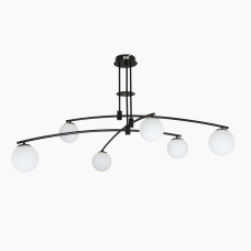 Люстра стельова Levistella 7529827-6 BK+WH чорна, плафон білий 