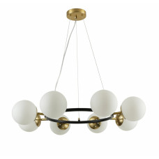 Люстра підвісна молекула Light House SRS-20031/8 CP+Matte Black чорний + золото, плафон білий 