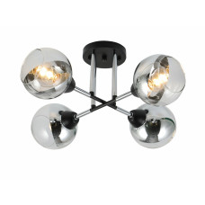 Люстра стельова Light House SRS-19721/4 Matte Black+CR чорний + хром, плафон хром + прозорий