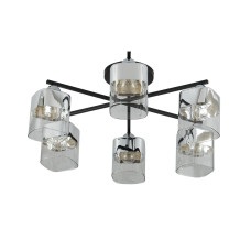 Люстра стельова Light House SRS-20809/6 Matte Black+CR чорний + хром