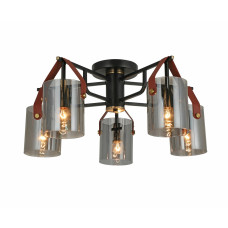 Люстра стельова Light House SRS-20403/5 Copper+Matt black чорна + мідь, плафони сірі