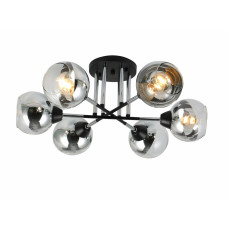 Люстра стельова Light House SRS-19721/6 Matte Black+CR чорний + хром, плафон хром + прозорий
