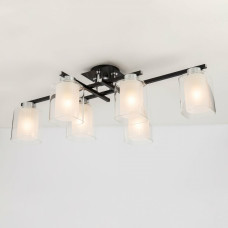Люстра стельова у вітальню сучасна Light House SRS-19962-6 BK+CH чорний + хром