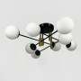 Зображення Люстра стельова молекула Light House LNF-17540/8 CP+BK+WT чорна з латунною фурнітурою, з білим плафоном ИМ Light-Deco 