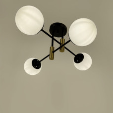 Стельова люстра Light House LF-17376/4 TBS+BK+WT чорний + латунь, колір плафона білий