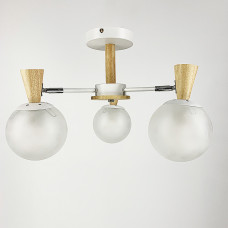 Стельова люстра Light House LNF-17393/3 WT біла з елементами дерева