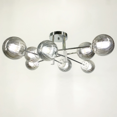 Люстра стельова Light House LF-17376/8 CR+WT+GR хром + білий, колір плафона графітовий 