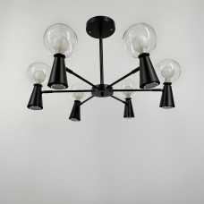 Стельова люстра Light House LNF-17456/6+6 BK (6 цоколя G9 + 6 цоколя GU10) чорна з прозорим плафоном