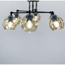 Люстра стельова Light House LF-17374/6 BK BR з бурштиновими плафонами