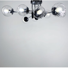 Люстра стельова Light House LF-17376/8 CR+BK+CL чорний+хром, колір плафону прозорий