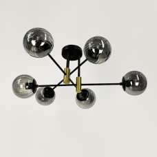 Люстра стельова Light House LF-17376/6 TBS+BK+GR чорний + латунь, колір плафон графітовий 