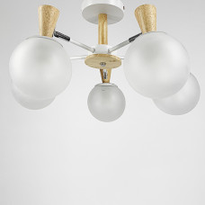 Стельова люстра Light House LNF-17393/5 WT біла з елементами дерева