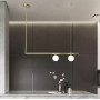Изображение Латунний підвісний світильник у видовженому корпусі 53 см з 2 білими плафонами ИМ Light-Deco 3 