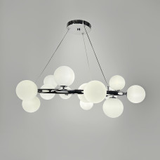 Люстра підвісна кільце Light House LNF-17563/15 CH+WT (цоколь G9) Ø 75 см хром з білими плафонами