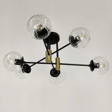 Люстра стельова Light House LF-17376/6 TBS+BK+CL чорний + латунь, колір плафона прозорий 