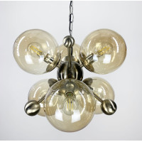 Підвісна люстра у корпусі кольору satin з 6 янтарними плафонами Ø50 см