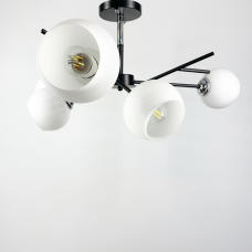 Стельова люстра Light House LNF-17513/6 BK WT чорна з білим плафоном