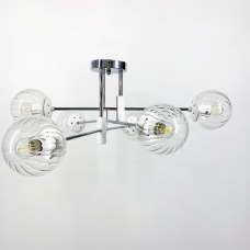Люстра стельова Light House LF-17376/6 CR+WT+CL хром+білий, колір плафону прозорий