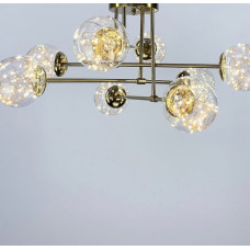Стельова LED люстра на 6/8 прозорих плафонів з вбудованими світлодіодами
