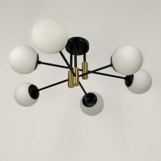 Стельова люстра Light House LF-17376/6 TBS+BK+WT чорний + латунь, колір плафона білий