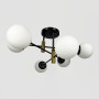 Зображення Люстра стельова молекула Light House LNF-17540/6 CP+BK+WT чорна з латунною фурнітурою, з білим плафоном ИМ Light-Deco 1 