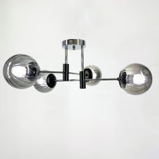 Люстра стельова Light House LF-17376/4 CR+BK+GR чорний + хром, колір плафона графітовий