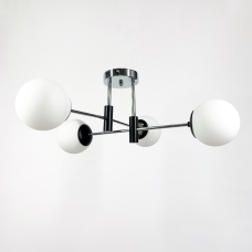 Люстра стельова Light House LF-17376/4 CR+BK+WT чорний+хром, колір плафона білий