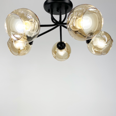 Люстра потолочная Light House LF-17377/5 BK+WT c янтарными плафонами