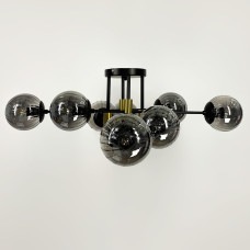 Люстра стельова Light House LF-17376/8 TBS+BK+GR чорний + латунь, колір плафона графітовий