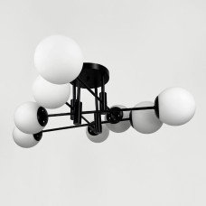 Люстра стельова молекула Light House LNF-17540/8 BK+BK+WT чорна з білим плафоном