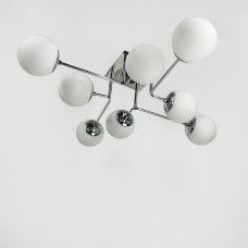 Люстра стельова молекула Light House LNF-17520/8 CH+WT хром із білим плафоном