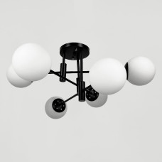 Люстра стельова молекула Light House LNF-17540/6 BK+BK+WT чорна з білим плафоном