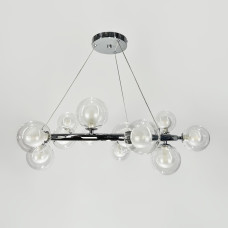 Люстра підвісна кільце Light House LNF-17563/15 CH+CL (цоколь G9) Ø 75 см хром з подвійними плафонами