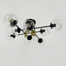 Люстра стельова Light House LF-17376/8 TBS+BK+CL чорний + латунь, колір плафону прозорий
