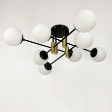 Стельова люстра Light House LF-17376/8 TBS+BK+WT чорний + латунь, колір плафона білий
