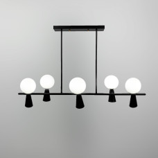 Стельова люстра Light House LNF-17456/5+5 BK+WT (5 цоколя G9+5 цоколя GU10) чорна з білим плафоном