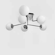 Люстра стельова молекула Light House LNF-17520/6 CH+WT хром із білим плафоном