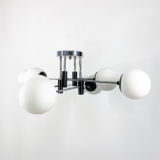 Люстра стельова Light House LF-17376/8 CR+BK+WT чорний+хром, колір плафона білий