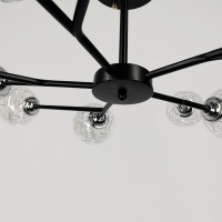 Стельова люстра в чорному корпусі з хромом на 10 плафонів