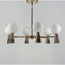 Люстра стельова Light House LNF-17456/6+6 GD+WT (6 цоколя G9 + 6 цоколя GU10) золота з білим плафоном