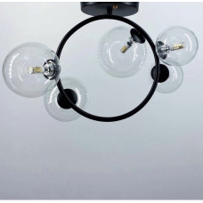 Люстра у формі кільця в чорному корпусі з плафонами Bubble Light House LNF-984_1474
