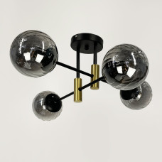 Люстра стельова Light House LF-17376/4 TBS+BK+GR чорний + латунь, колір плафона графітовий 