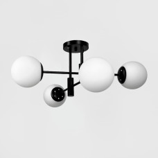 Люстра стельова молекула Light House LNF-17540/4 BK+BK+WT чорна з білим плафоном