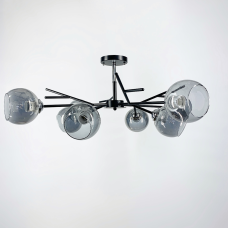 Стельова люстра Light House LNF-17513/8 BK GR чорна із графітовим плафоном