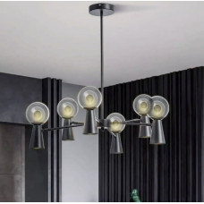 Стельова люстра Light House LNF-17456/6+6 BK+BK (6 цоколя G9 + 6 цоколя GU10) чорна з графітовим плафоном