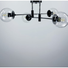 Люстра стельова Light House LF-17376/4 CR+BK+CL чорний+хром, колір плафону прозорий